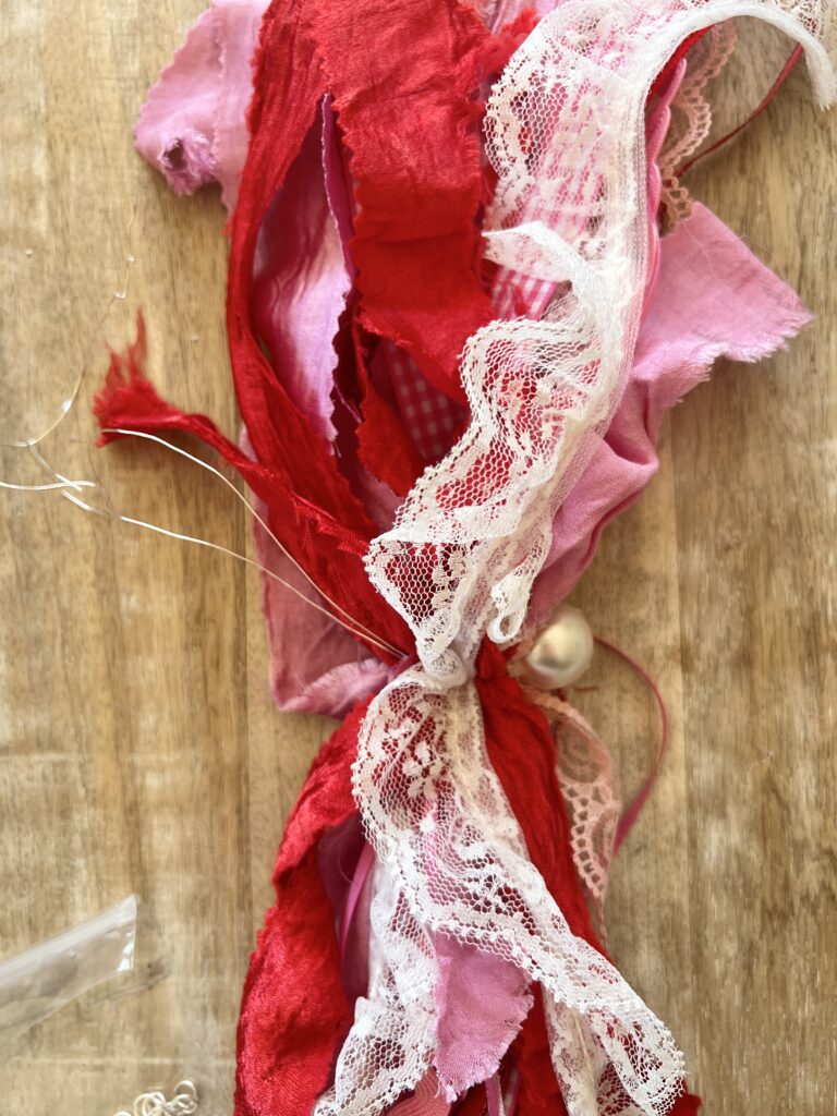 ribons on table secured by wire