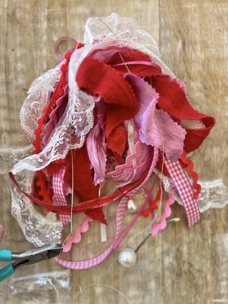 Assorted ribbons with craft wire cut to same size