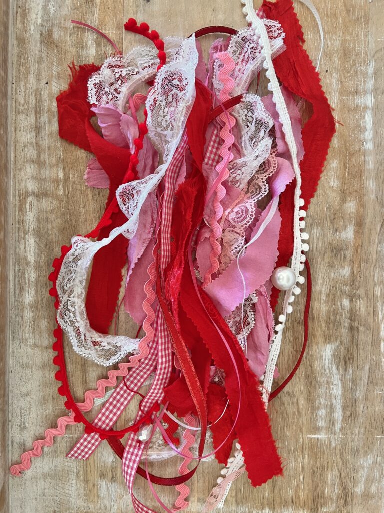 Assorted ribbons on table
